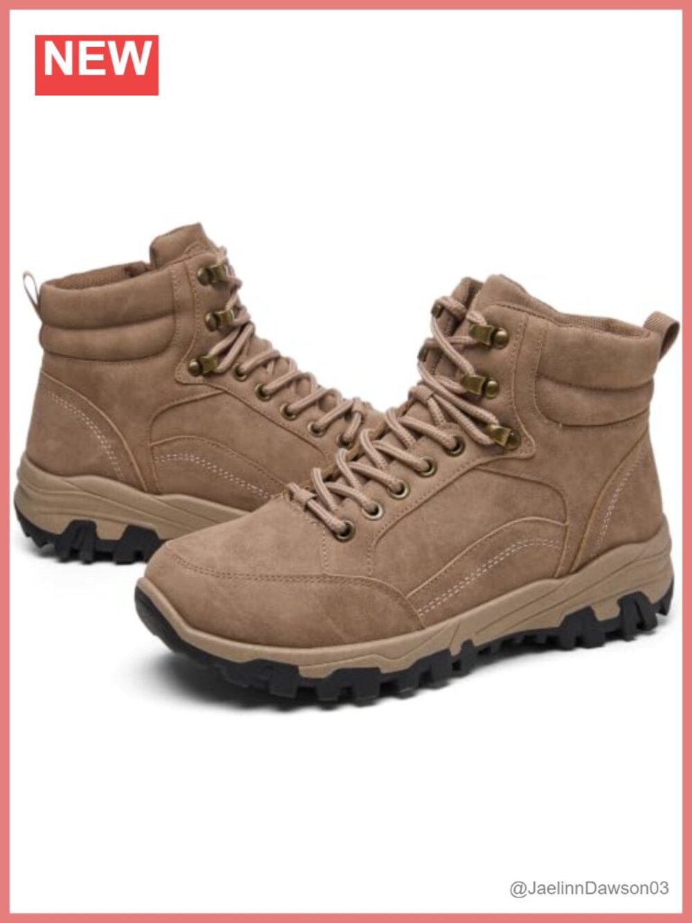 Combat Ankle Boots Faux Leather Water-Resistant Lug Sole Side Zipper